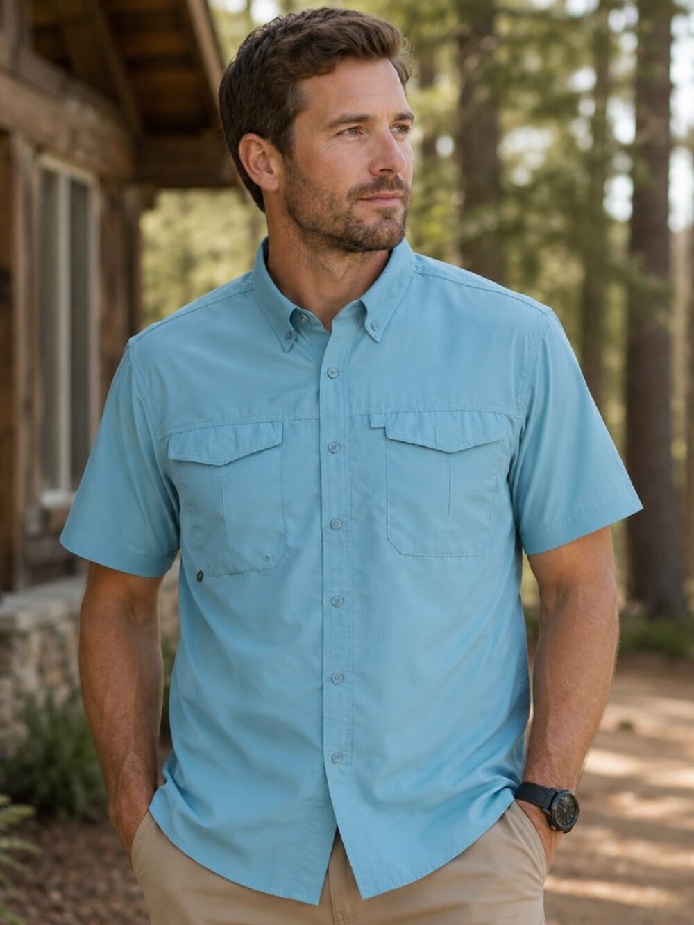 Stillwater Supply Company Mens Teal Fishing Shirt Size XL Vented Short Sleeve